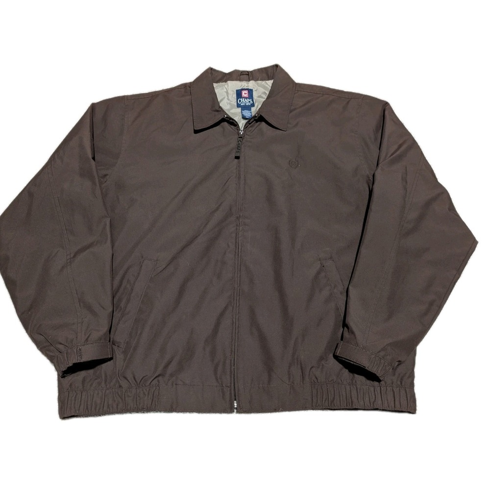 Chaps Mens‎ XL Black Full Zip Dark Brown Windbreaker Jacket